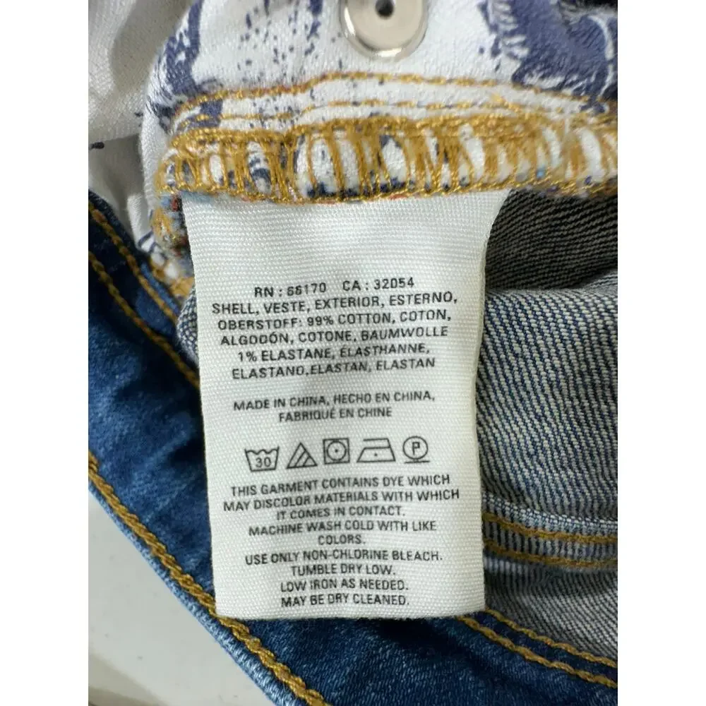 Pilcro Jeans Relaxed Straight Sz 29 (31x27.5)‎ Mid Rise Button Fly Orange Stripe - Picture 6 of 9